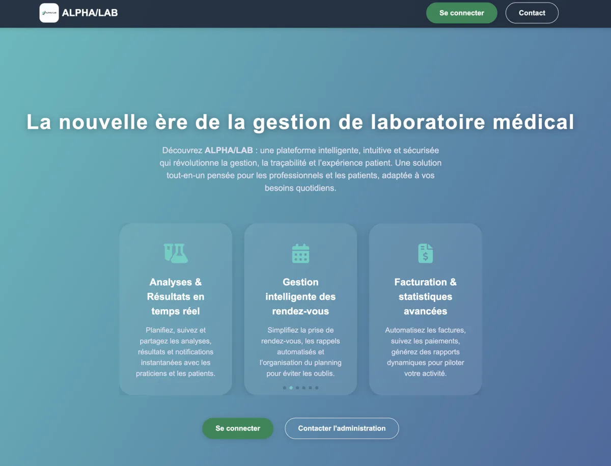 Alpha Lab — plateforme médicale